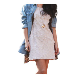 h&m gold button dress Women's Cream Button-front dress